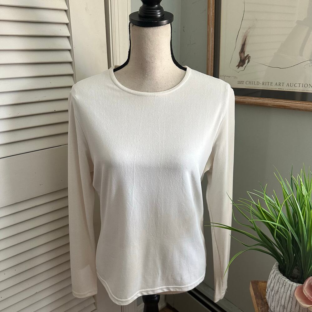 Emanuel Ungaro Top Womens Large White Stretch Jersey Minimalist Capsule Wardrobe